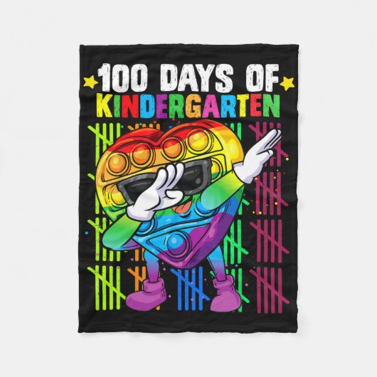 100 Tage Kindergarten Dabbing Buntes Fidget T Fleecedecke (Vorderseite)