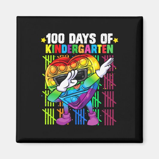 100 Tage Kindergarten Dabbing Buntes Fidget T Magnet (Vorne)