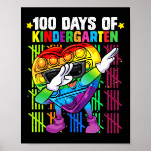 100 Tage Kindergarten Dabbing Buntes Fidget T Poster
