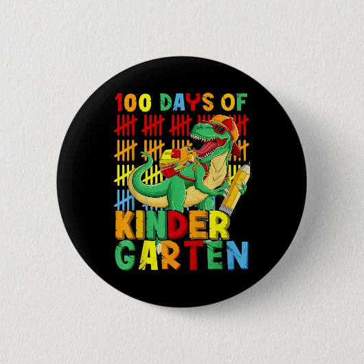 100 Tage Kindergarten Dinosaurier 100. Tag Button (Vorderseite)