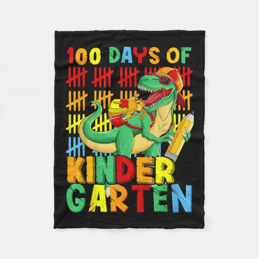 100 Tage Kindergarten Dinosaurier 100. Tag Fleecedecke (Vorderseite)