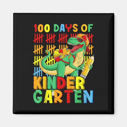 100 Tage Kindergarten Dinosaurier 100. Tag Magnet (Vorne)