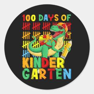 100 Tage Kindergarten Dinosaurier 100. Tag Runder Aufkleber
