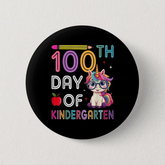 100 Tage Kindergarten Einhorn 100 Tage Button (Vorderseite)
