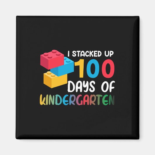 100 Tage Kindergarten-Gebäude-Block Magnet (Vorne)