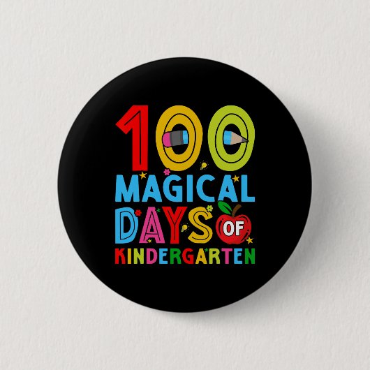 100 Tage Kindergarten glücklicher 100. Schultag Button (Vorderseite)