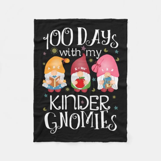 100 Tage Kindergarten Gnomies Lehrer Trending Fleecedecke (Vorderseite)