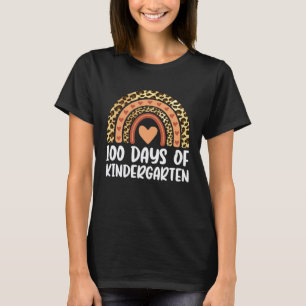 100 Tage Kindergarten Leopard Regenbogen Schüler T T-Shirt