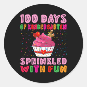 100 Tage Kindergarten mit Fun Cupcake G Runder Aufkleber