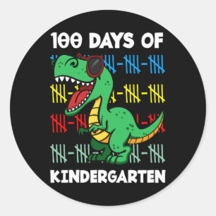 100 Tage Kindergarten T-rex Dino Vorschule Runder Aufkleber