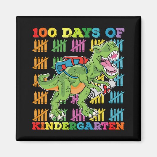 100 Tage Kindergarten T Rex Dinosaur Schule Magnet (Vorne)