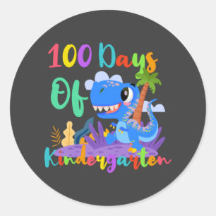 100 Tage Kindergartenlehrer Dinosaurier-Aufkleber Runder Aufkleber