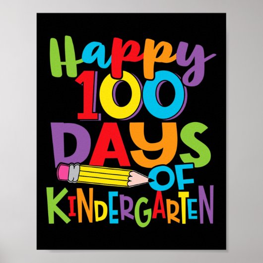100 Tage Kindergartenlehrer und Kinder farbenfroh Poster (Vorne)