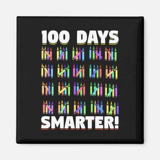 100 Tage klüger Crayons Geschenk 100 Tage Magnet (Vorne)