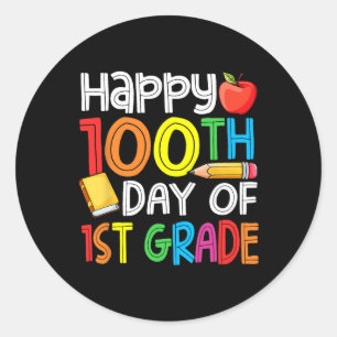 100 Tage klüger erster Schultag der 100. Klasse Runder Aufkleber