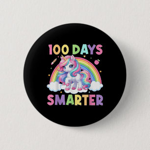 100 Tage klüger glücklicher 100. Schultag Unicorn Button