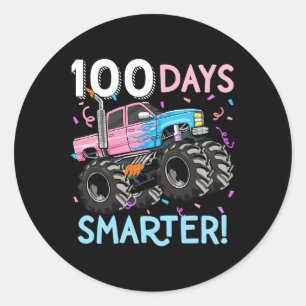 100 Tage klüger Monster Truck 100. Schultag Runder Aufkleber