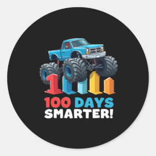 100 Tage klüger Monster Truck 100 Schultage Runder Aufkleber