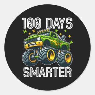 100 Tage klüger Monster Truck 100 Schultage Runder Aufkleber