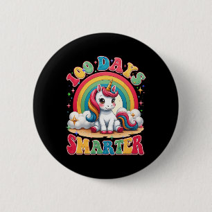 100 Tage klügere Kinder Mädchen einhorn 100. Tag v Button