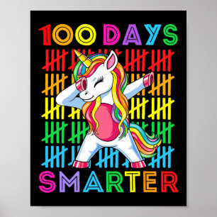 100 Tage klügere Kinder Mädchen einhorn 100. Tag v Poster
