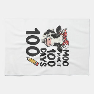 100-Tage-Kuh-Shirt Vintage-Gravur-Schuldesign Geschirrtuch