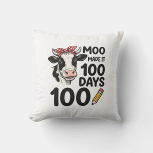 100-Tage-Kuh-Shirt Vintage-Gravur-Schuldesign Kissen