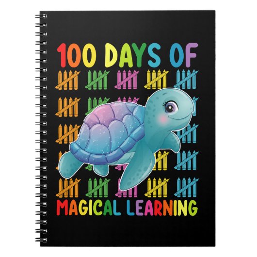 100 Tage Magische Lernschule Turtle School Notizblock (Vorderseite)