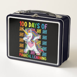 100 Tage magisches Lern-Einhorn-Schule Metall Brotdose