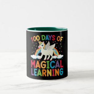 100 Tage magisches Lern-Schul-Einhorn-Mädchen  Zweifarbige Tasse