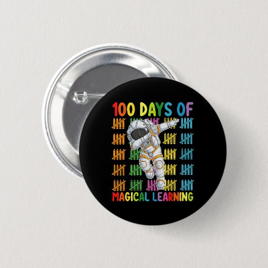 100 Tage Magisches Lernen Astronautenschule Button (Vorne & Hinten)