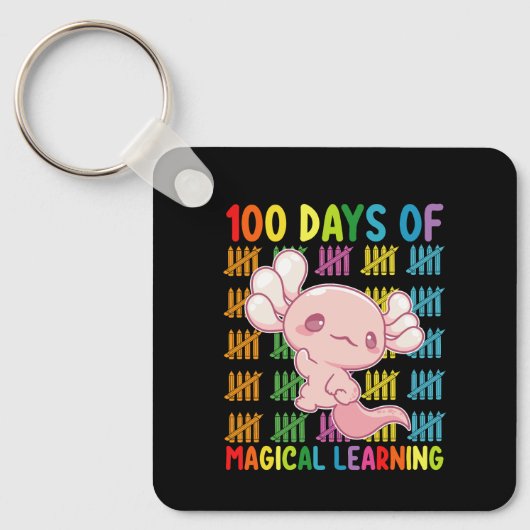 100 Tage Magisches Lernen Axolotl Schule Schlüsselanhänger (Vorderseite)