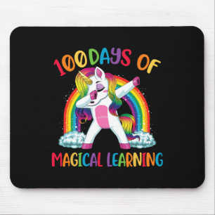 100 Tage magisches Lernen Dabbing Einhornmädchen Mousepad