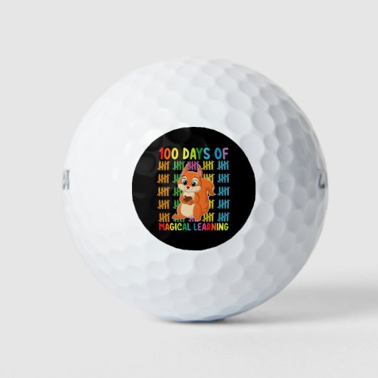 100 Tage Magisches Lernen Eichhörnchenschule Golfball (Vorderseite)