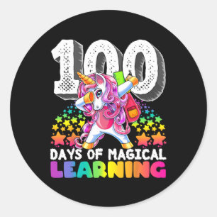 100 Tage Magisches Lernen, Einhorngeschenk Runder Aufkleber