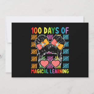 100 Tage Magisches Lernen Messy Bun School Einladung