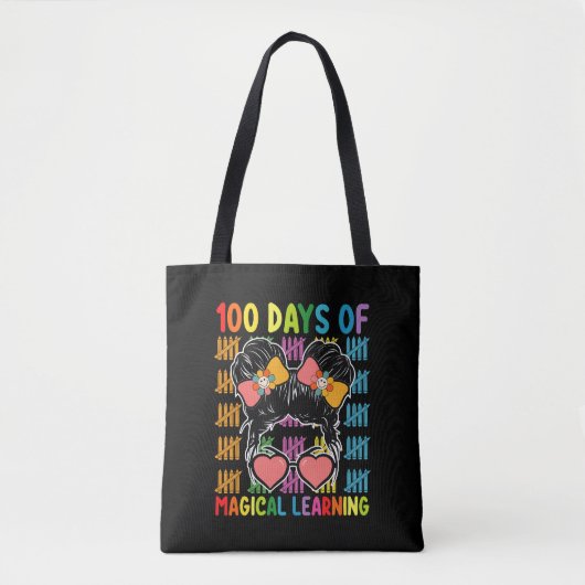 100 Tage Magisches Lernen Messy Bun School Tasche (Vorderseite)
