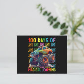 100 Tage Magisches Lernen Monster Truckschule Postkarte (Stehend Vorderseite)