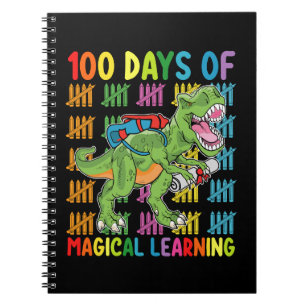 100 Tage magisches Lernen T Rex Dinosaurier Schule Notizblock