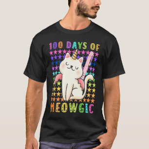 100 Tage Meowgic 100 Tage Schule Einhorn Katze T-Shirt