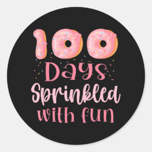 100 Tage mit Fun Pink Donut 100 Tag gesprenkelt Runder Aufkleber