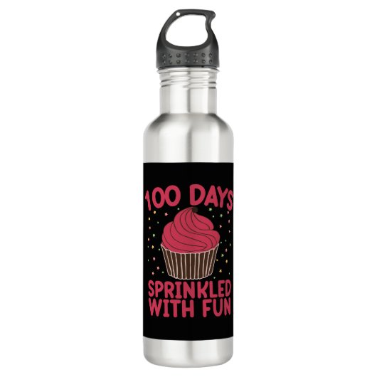 100 Tage mit lustigen Cupcake School Girl Edelstahlflasche (Vorderseite)