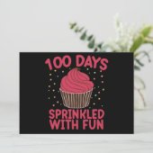 100 Tage mit lustigen Cupcake School Girl Einladung (Stehend Vorderseite)