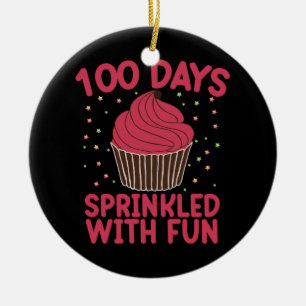 100 Tage mit lustigen Cupcake School Girl Keramik Ornament