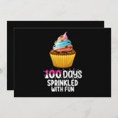 100 Tage mit lustigen Cupcake School Lehrer Einladung (Vorne/Hinten)