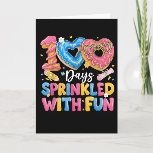 100 Tage mit lustigen süßen Donuts verziert Karte (Vorderseite)