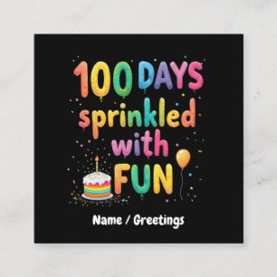 100 Tage mit Spaß Celebrate School Freude gesprenk Quadratische Visitenkarte