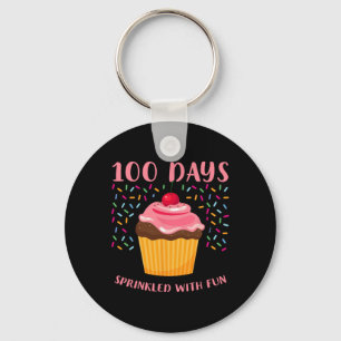 100 Tage mit Spaß-Cupcake bestreut 100. Tag in der Schlüsselanhänger