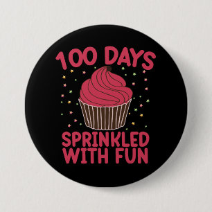 100 Tage mit Spaß gesprenkelt Cupcake Schulmädchen Button