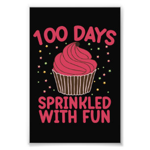 100 Tage mit Spaß gesprenkelt Cupcake Schulmädchen Fotodruck